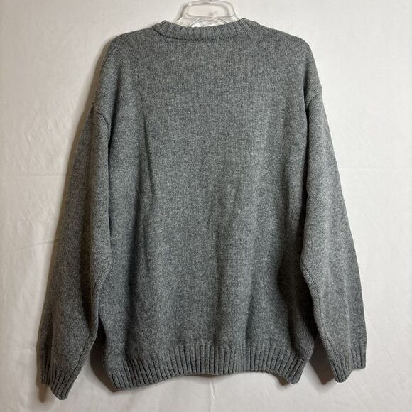 Henry Grethel Men's XL Grey Crewneck Chunky Knit Wool Blend Grandpa Sweater - Picture 7 of 14